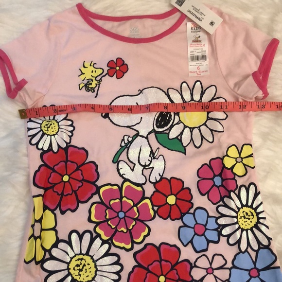 NWT Girl’s Short Sleeve Snoopy Flowers Tshirt- 6 - Picture 7 of 9